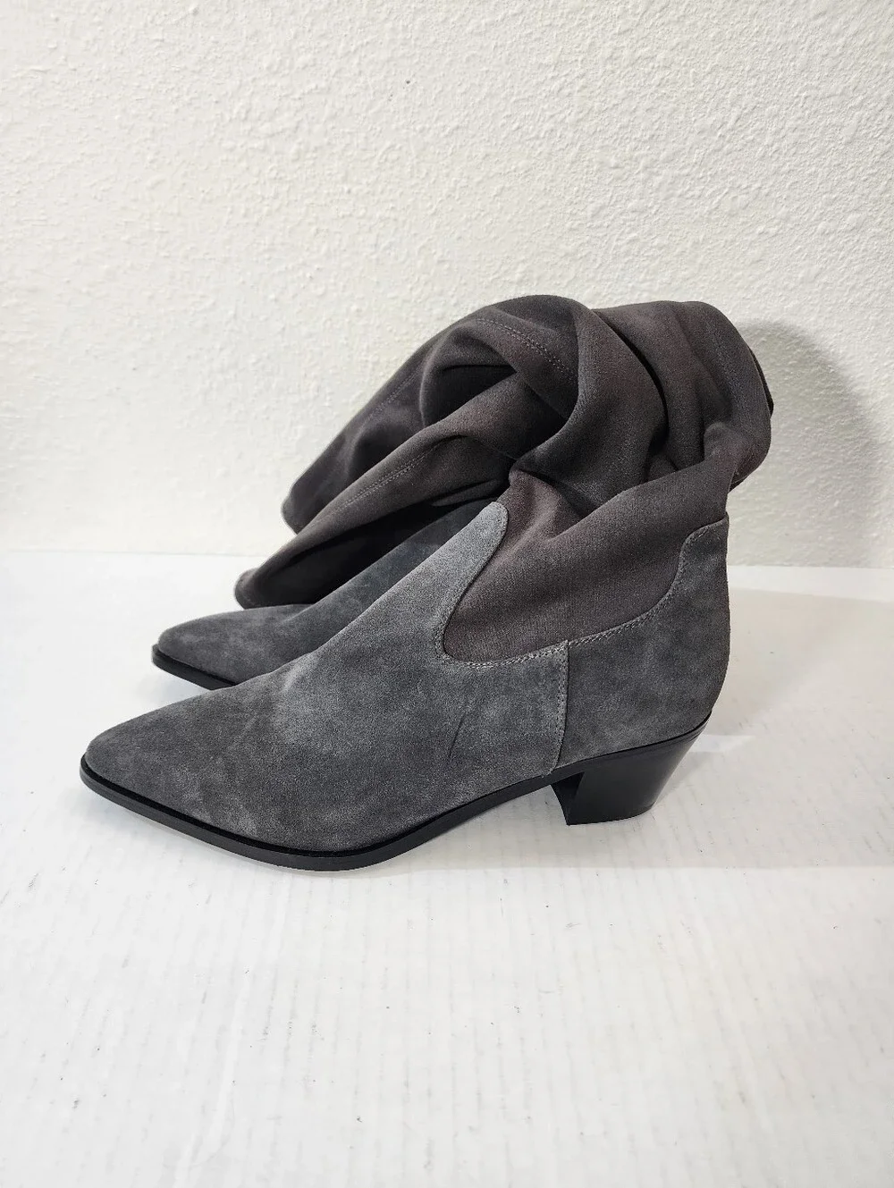 Blondo Esther Waterproof OTK Suede Stretch Boots Charcoal Pointed Toe 10M
